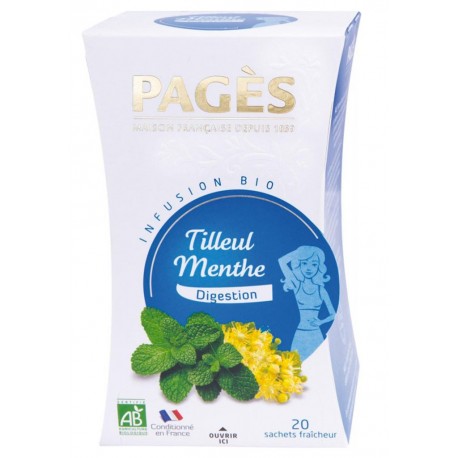 Pages Infusion Digestion Tilleul Menthe Bio 20 sachets (lot de 3)