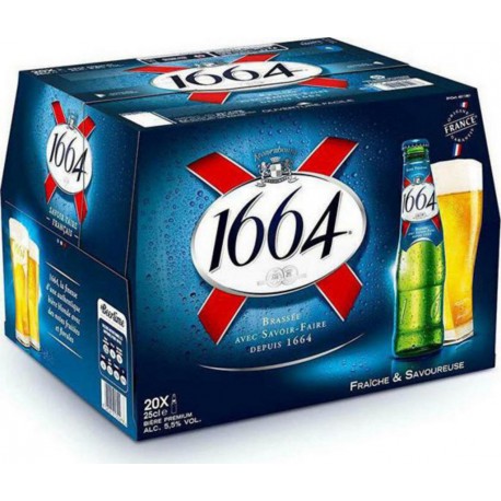 Kronenbourg 1664 Bière blonde 25cl 5.5%vol. (pack de 20)