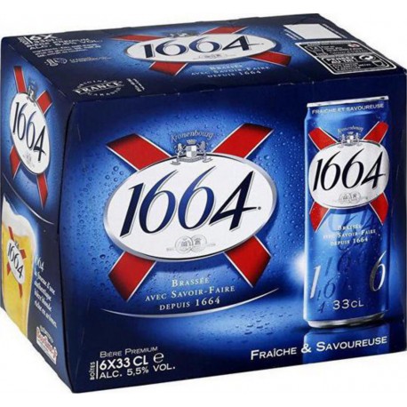 Kronenbourg 1664 Bière blonde 5.5% 33cl (pack de 6)