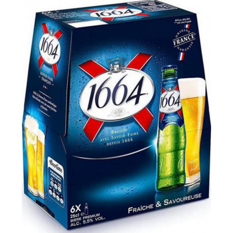 Kronenbourg 1664 Bière blonde prenium 5.5% 25cl (pack de 6)