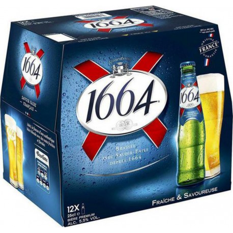 Kronenbourg 1664 Bière prenium 5.5% 12 x 25 cl 5.5%vol.