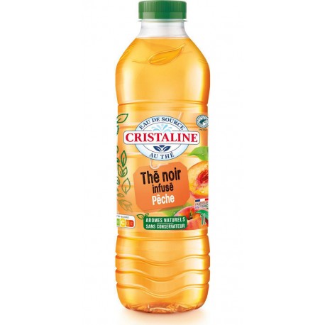 CRISTALINE Eau de source infusée thé noir pêche 1L