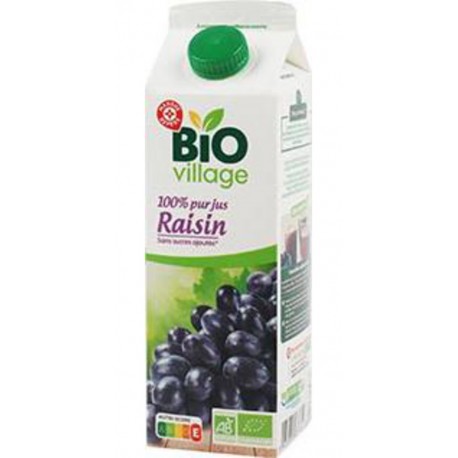 Bio Village 100% pur Jus de Raisin 1L