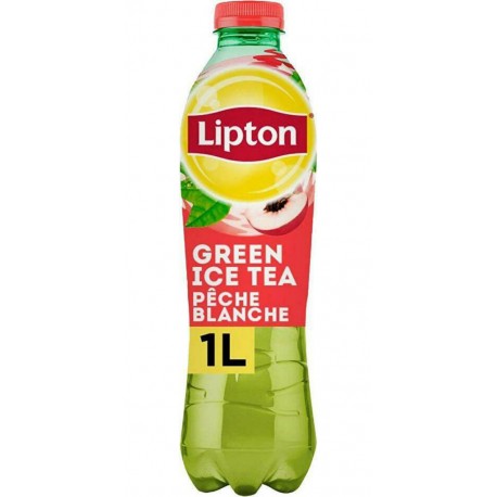 Lipton Ice Tea Thé vert saveur Pêche Blanche 1L (lot de 9)