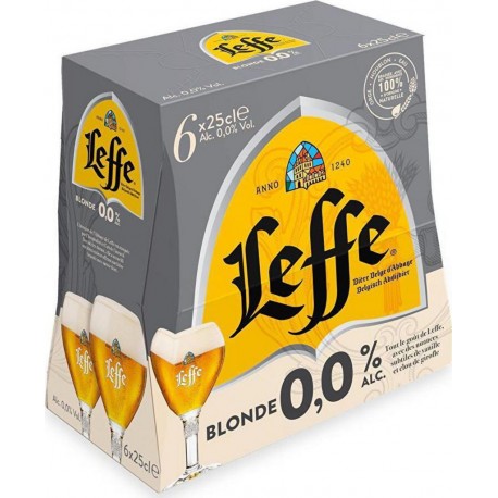 Leffe Bière blonde 0,0° 6 x 25 cl (pack de 6)