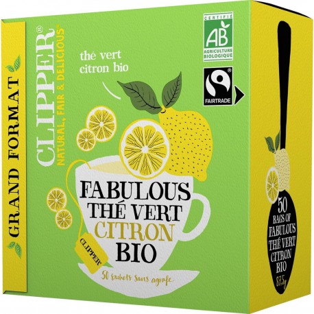 CLIPPER Thé vert Citron x50 sachets