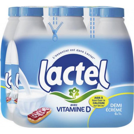 Lait Lactel Vitamine D demi-écrémé 1L (lot de 36)