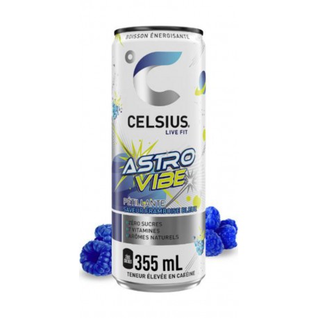 CELSIUS Boisson Énergisante Pétillante Saveur Framboise Bleue CELSIUS